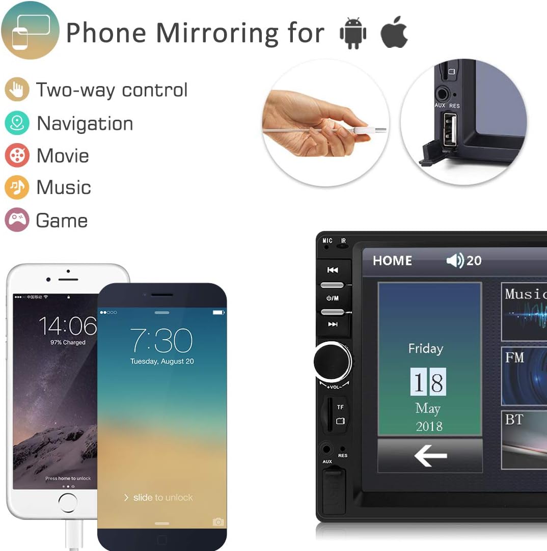 Buу 1 gеt 1 🔥 Double Din Car Stereo in Dash, FM Receiver with Remote, Car MP5 Media Player with 7inch Digital Resistive Touch Screen,Bluetooth Car Audio Mirror Link Monitor for Android & iOS