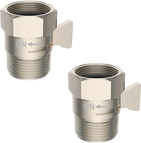 Miniatura 18 de Hibbent Paquete de 1 válvula de control de flujo de cabezal de ducha de todo metal, válvula de cierre de latón G1/2 con palanca de mango de metal