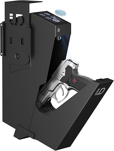 Miniatura 7 de Urban Deco Caja fuerte biométrica para pistola deslizante, caja fuerte para pistola de acceso rápido para mesita de noche, puerta corredera