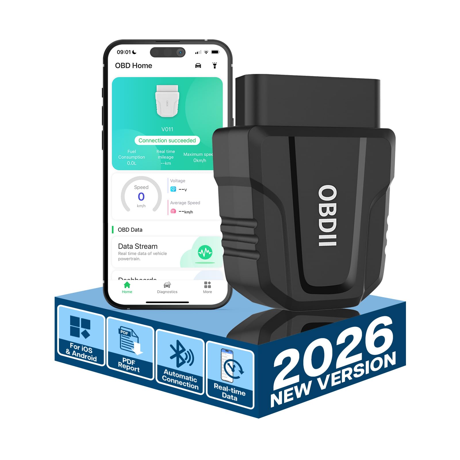 OBD2 Scanner Bluetooth 5.4 by MMOBIEL - Car Scanner for iPhone iOS & Android - Car Diagnostic Tool Wireless [2025 Version] - OBDII/EOBD Check Engine Light - Car Code Reader - Reset/Clear Error Code