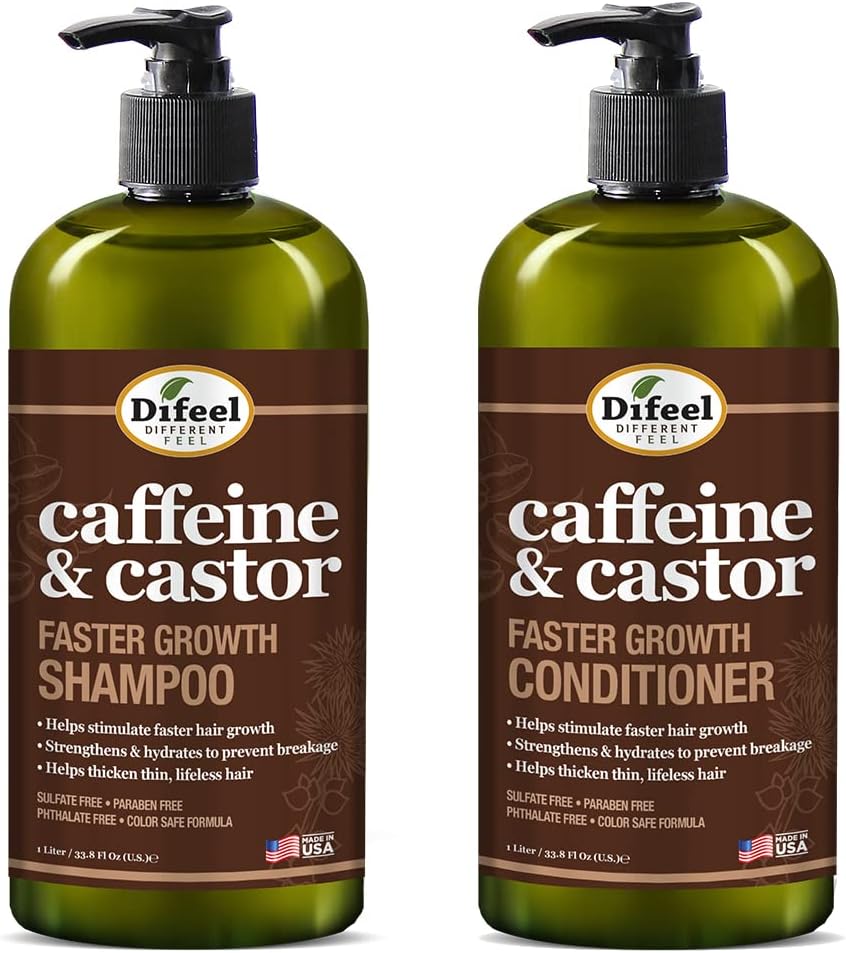 Difeel 2-PC Caffeine & Castor Shampoo & Conditioner for Faster Hair Growth 33.8 oz. - 2PC Shampoo & Conditioner Set