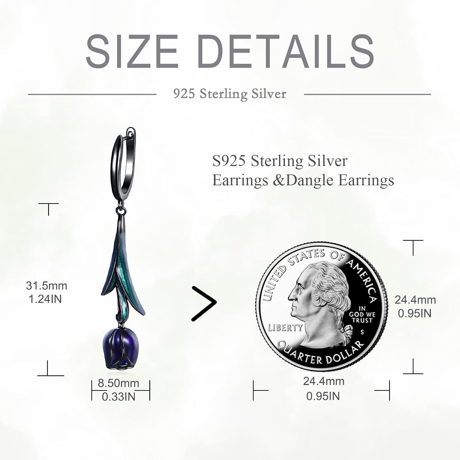 POPLYKE Enamel Tulip Earrings 925 Sterling Silver For Women Flower Dangle Earrings for Women