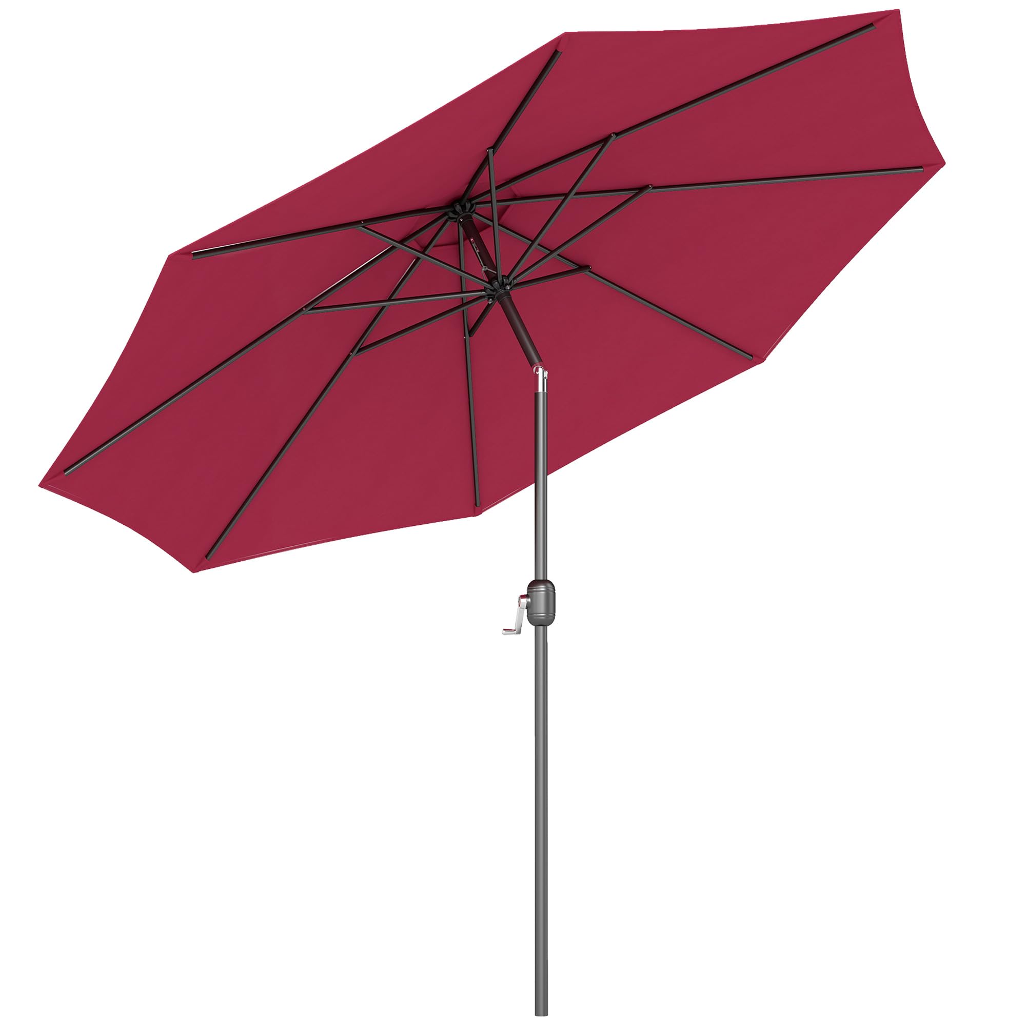 Outsunny Extra Large Red Steel Patio Umbrella with Crank