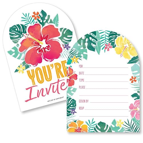 Big Dot of Happiness Hawaiian Luau Invitations with Envelopes, You're