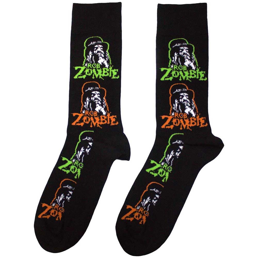 Rock Off officially licensed products Rob Zombie Multicolour Logo Repeat Ankle Socks One Size