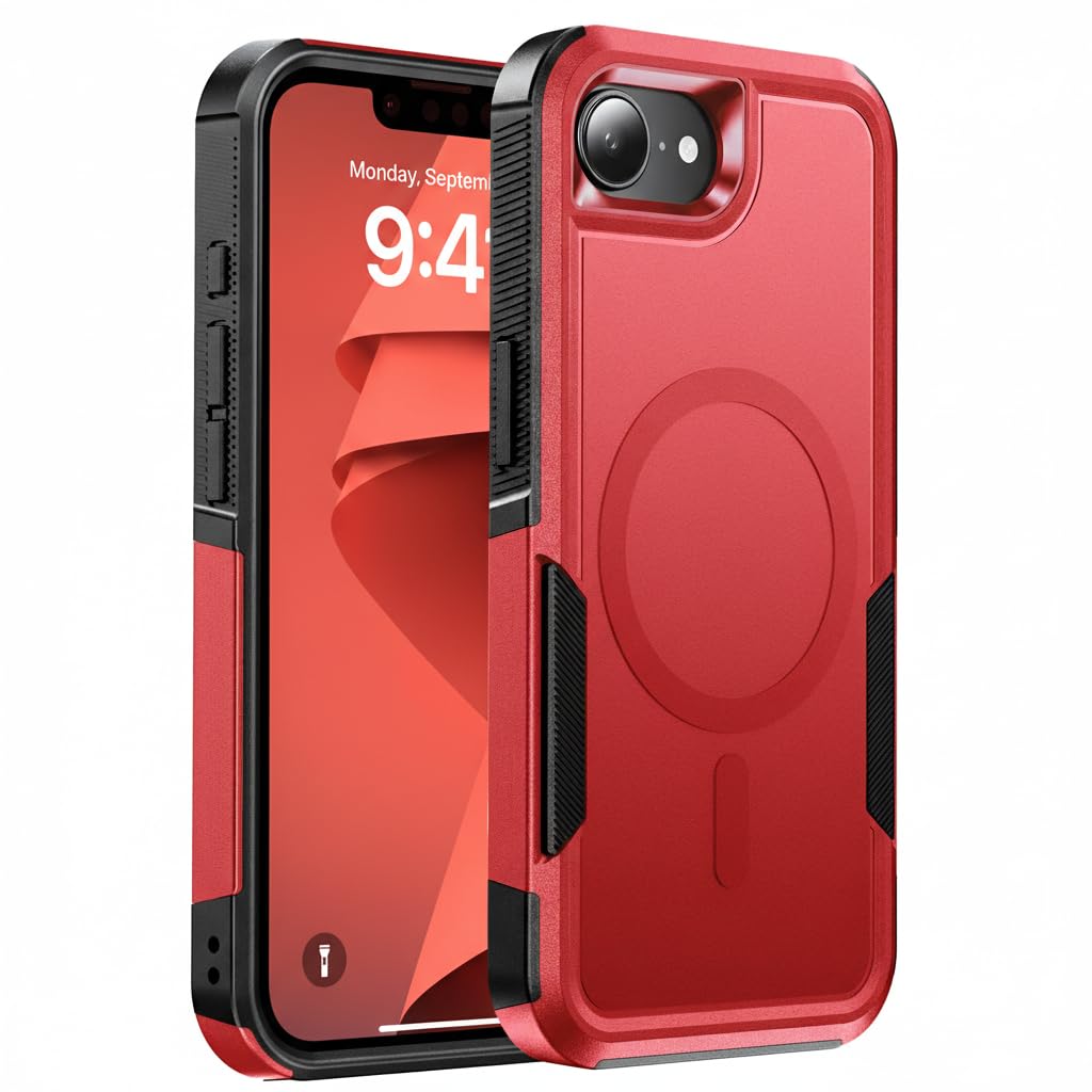 Magnetic for iPhone 17e/16e Case Dual-Layer Shockproof Red