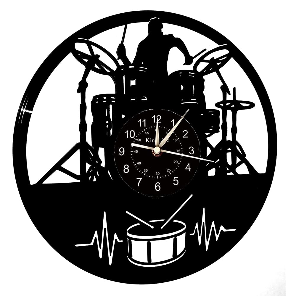 Smotly Vinyl Wall Clock, Music Drum Stand Equipment Record, Music Lover Home Wall Decor Wall Clock Gift.
