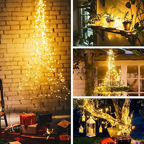 yowin Christmas Tree Lights 20 Strands 408 LED Christmas Tree Net Lights Mains Powered, 8 Modes Waterproof Waterfall String Lights for Xmas Tree Garden Wall Indoor Outdoor Decorations (Warm White)