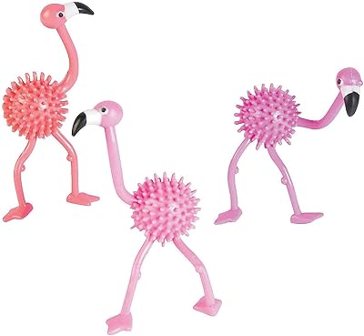 Fun Express Flamingo Porcupine Bendables - Bulk Set of 24 - Luau, Summer and Birthday Party Favor Toys