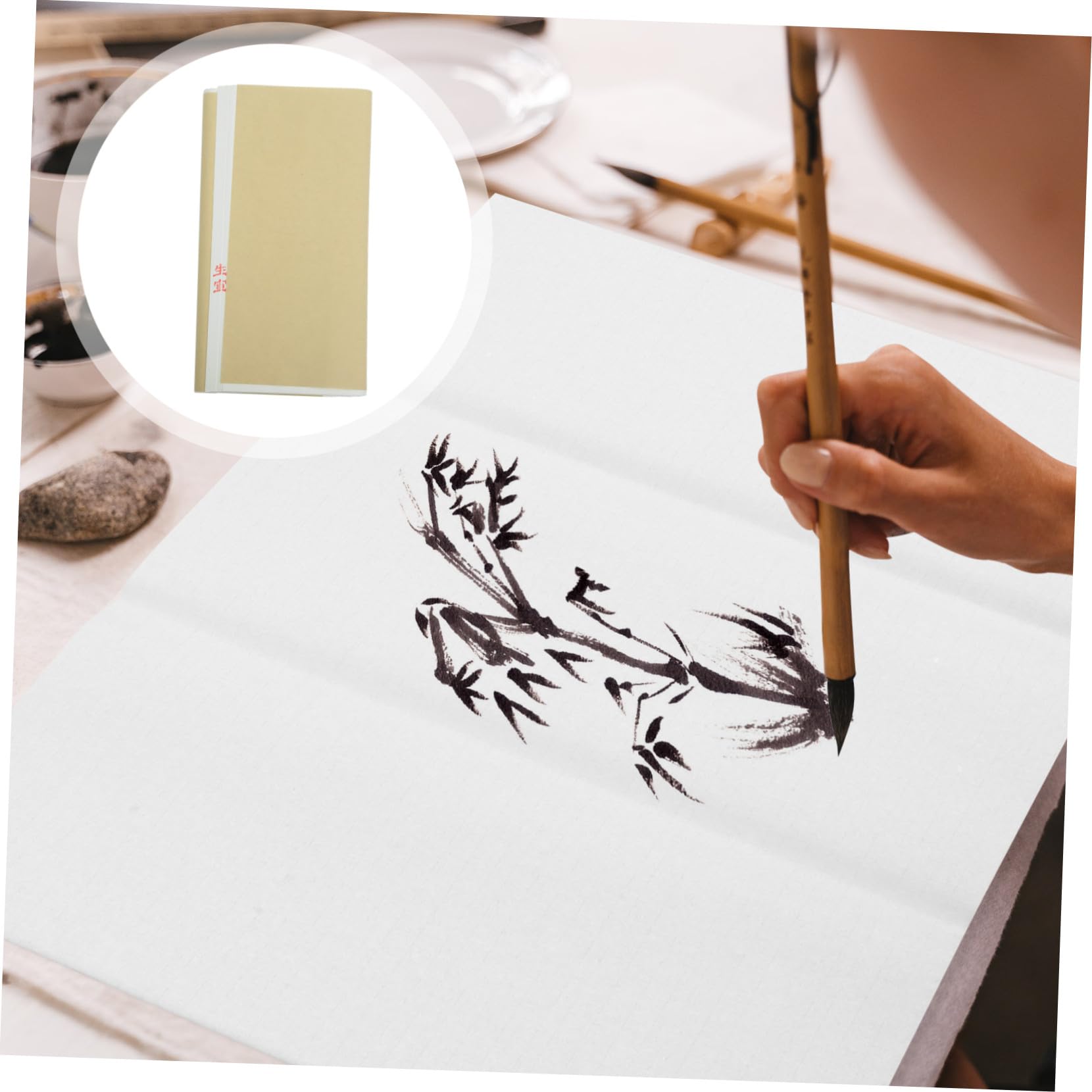 Angoily 100 Feuilles de Papier à Dessin Papier Fiable Rectangulaire Blanc, Léger et Multifonction pour Débutants en Calligraphie Chinoise pour Peinture Traditionnelle