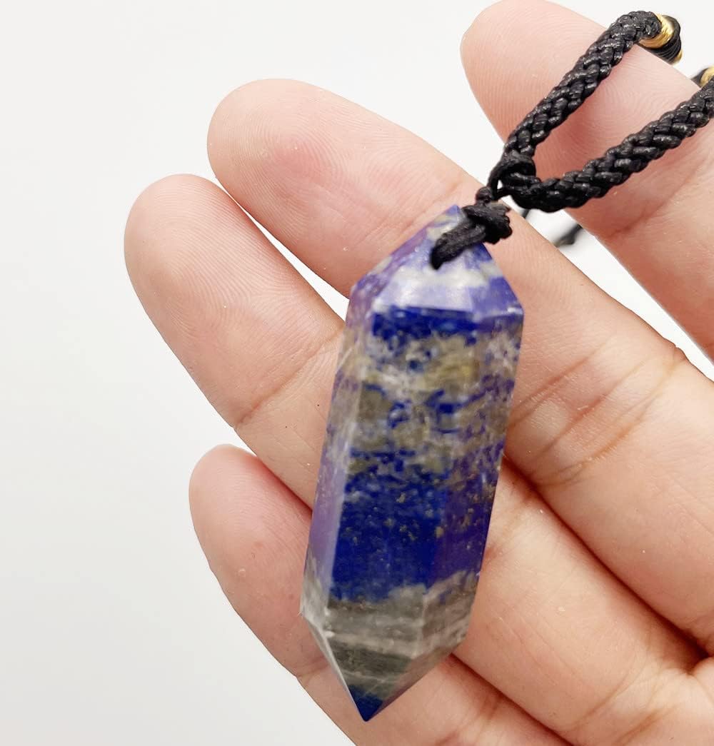 AITELEI Natural Lapis Lazuli Healing Crystal Pendants, Double Pointed Gemstone Pendant Necklace Chakras Jewelry for Men & Women - Image 3