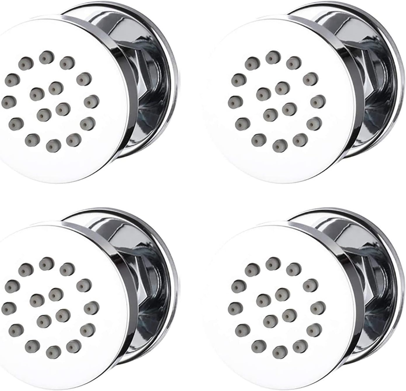 Round Shower Body Spray 2inch, Brass Massage Jet Can Swivel, Wall Side Sprayer, Spa Rain Showerhead, High Pressure Body Jet Shower Pack of 4,Chrome