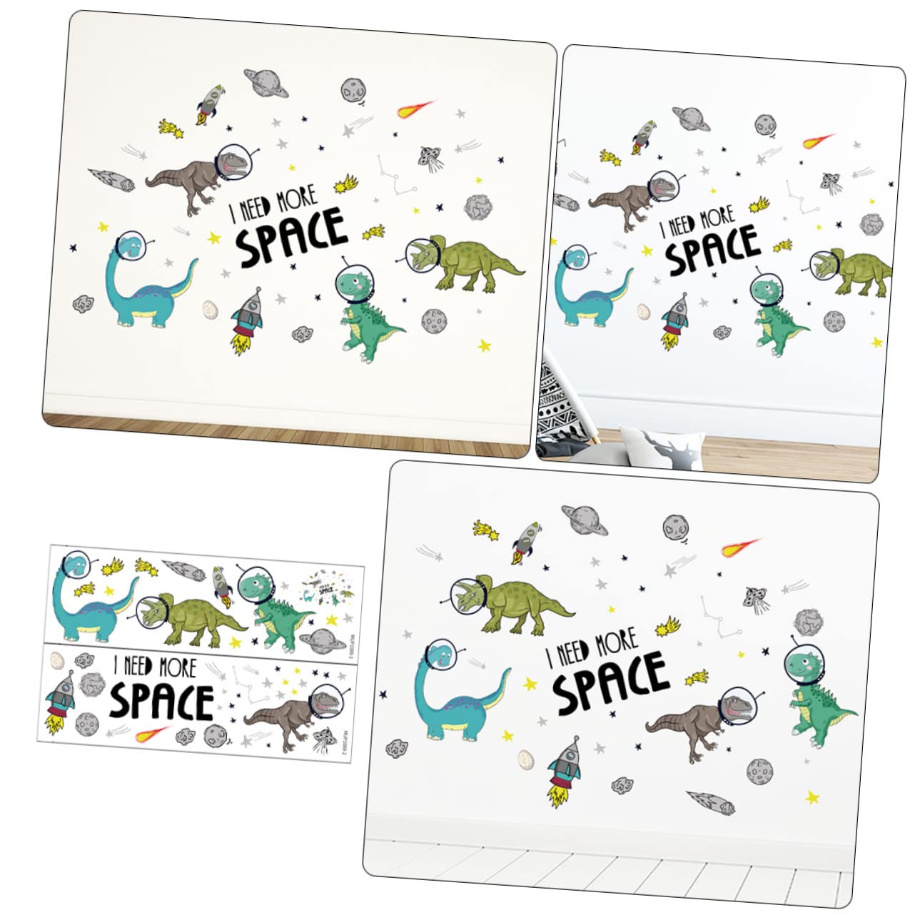 TOYANDONA 4piezas Pósteres Adhesivos De Dinosaurios Coloridos Para Pared Infantil Decoración Removible Para Guarderías y Habitaciones