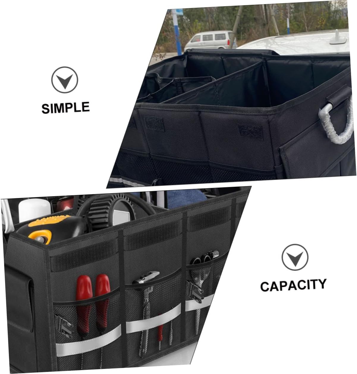 Car Trunk Organizer Foldable Storage Box Black Multifunctional Cargo Container for Suv and Sedan Car Trunk Storage Case