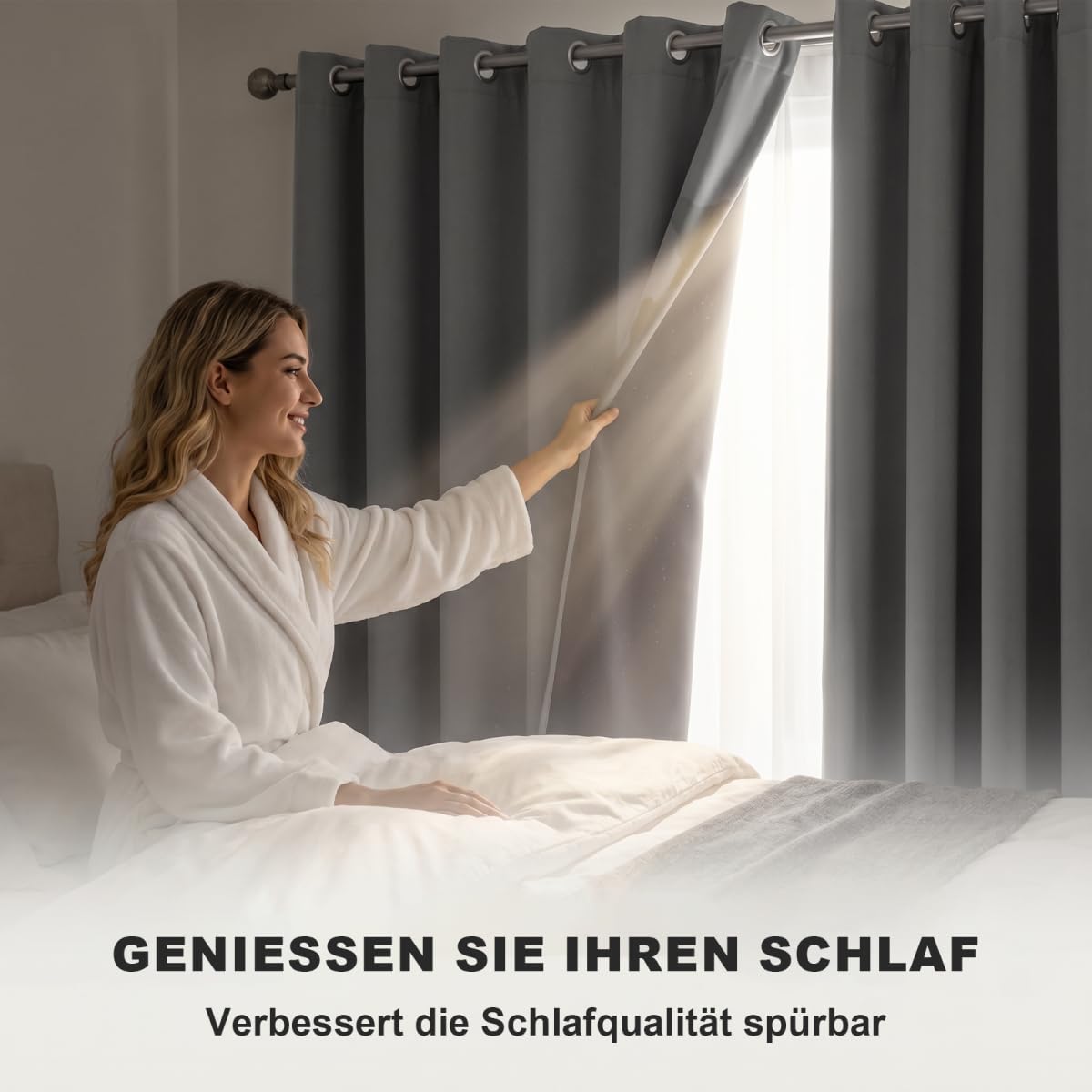 Verdunkelungsvorhang mit Ösen, 2er Set H 245 x B 140 cm, Vorhang Blickdicht, Thermovorhang Kälteschutz, Vorhänge Wohnzimmer, Vorhänge Schlafzimmer, Weich und Angenehm Anzufassen, Grau
