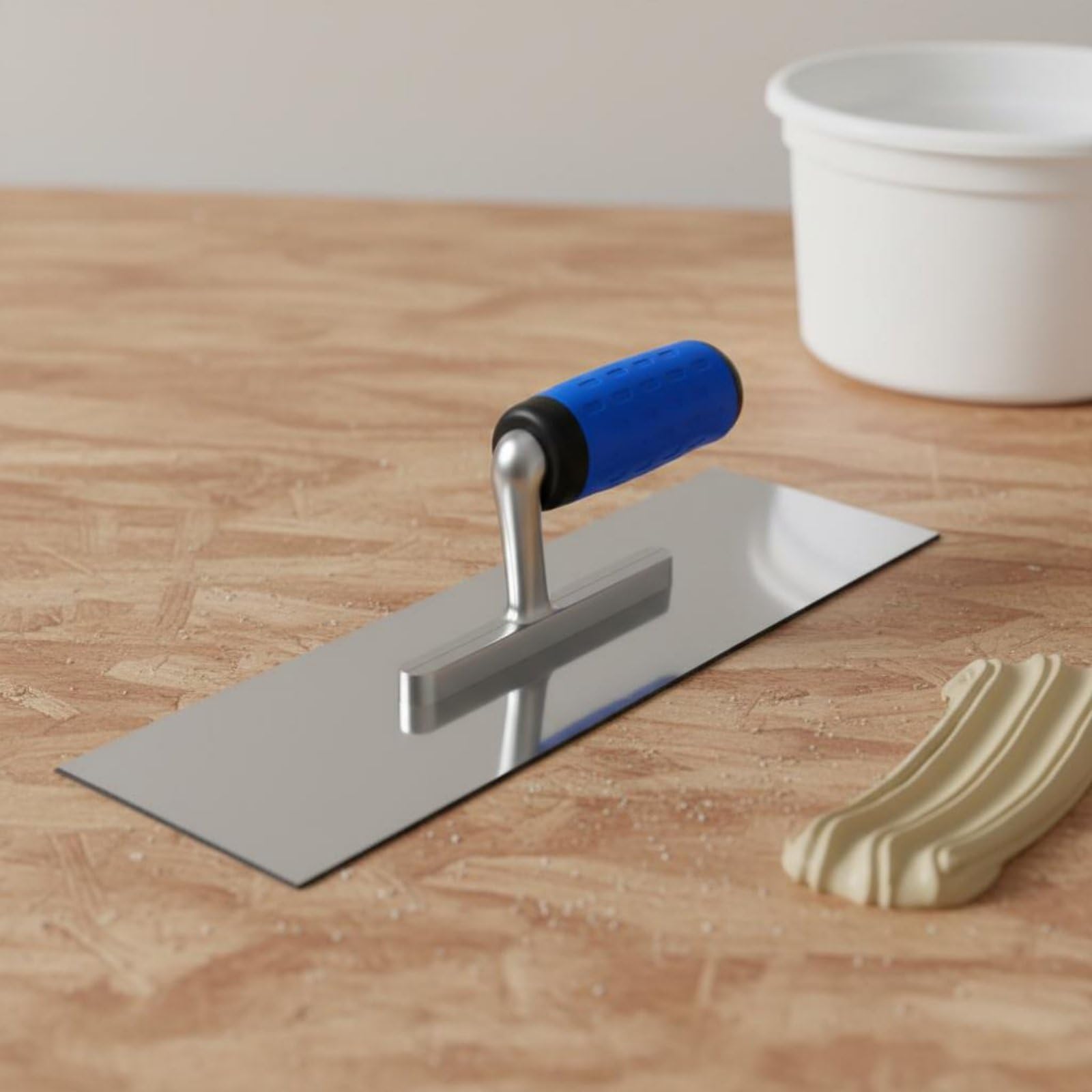 Paleta de Enlucido Yeso Cuchara Llanas Herramienta con Mango Ergonómico de Goma y Superficie Texturizada en Aluminio Anticorrosión Adecuada para del Hogar Profesionales Paredes y Techos