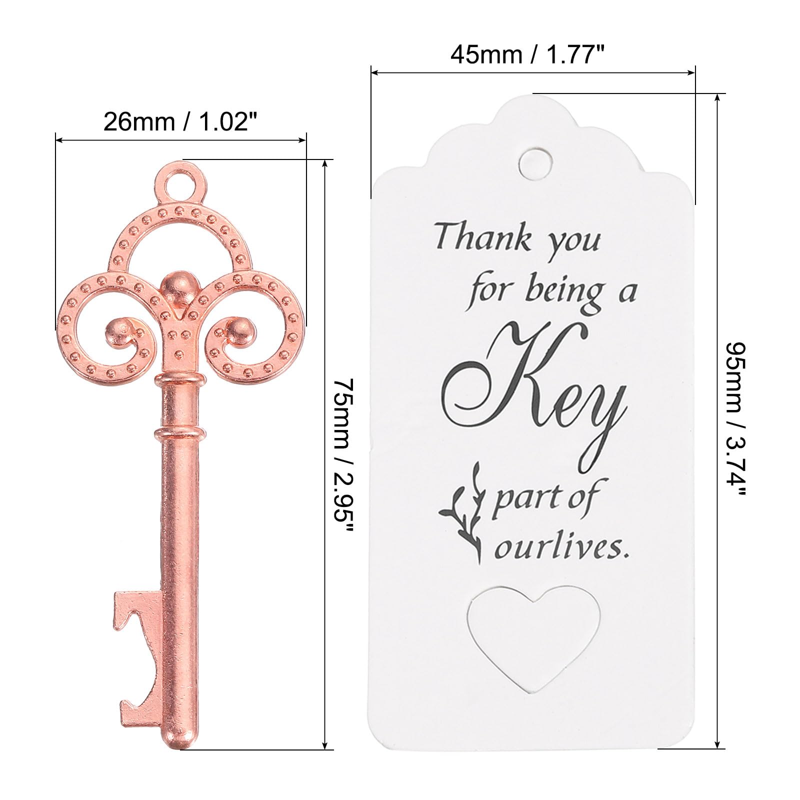 PATIKIL Vintage Key Bottle Openers, 10 Pcs Wedding Party Favor Souvenir Gift Set including Thank You Tag - Image 2
