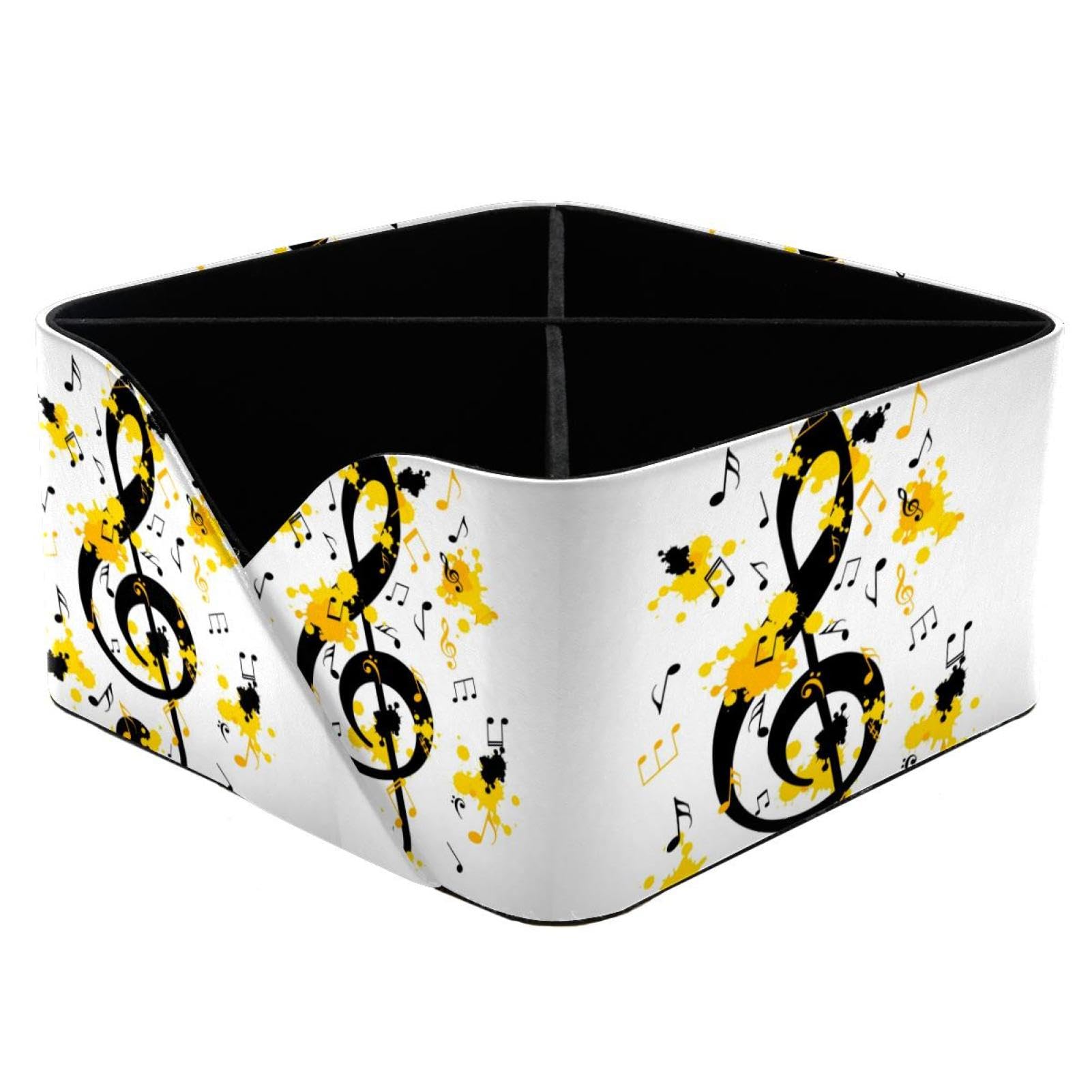 Organiseur de bureau à 4 compartiments motif notes de musique jaunes