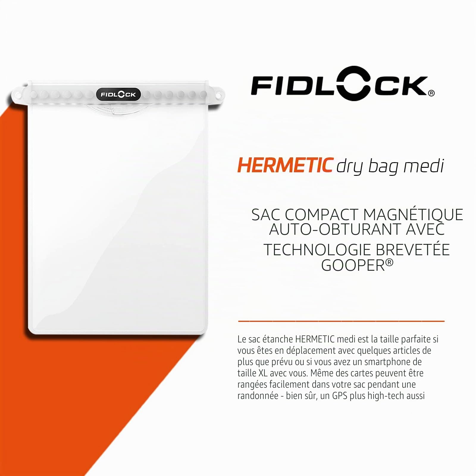 Fidlock Wasserdichte Schutzhülle Hermetic Dry Bag Medi, 148 x 203 x 9mm, Blau, D-11111A-F0000