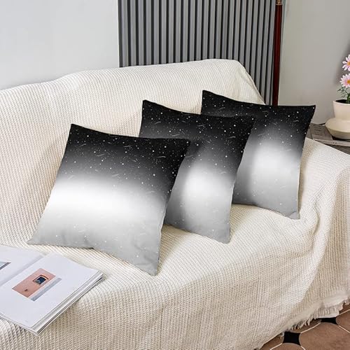 Feelyou Ombre Black Grey White Galaxy Throw Pillow Covers For Couch Sofa Bed, Set Of 2 Modern Decorative Pillows Cushion Covers, Abstract Art Space Outer Sky Pillow Inserts Not Included, 18X18 Inch #TOP3
