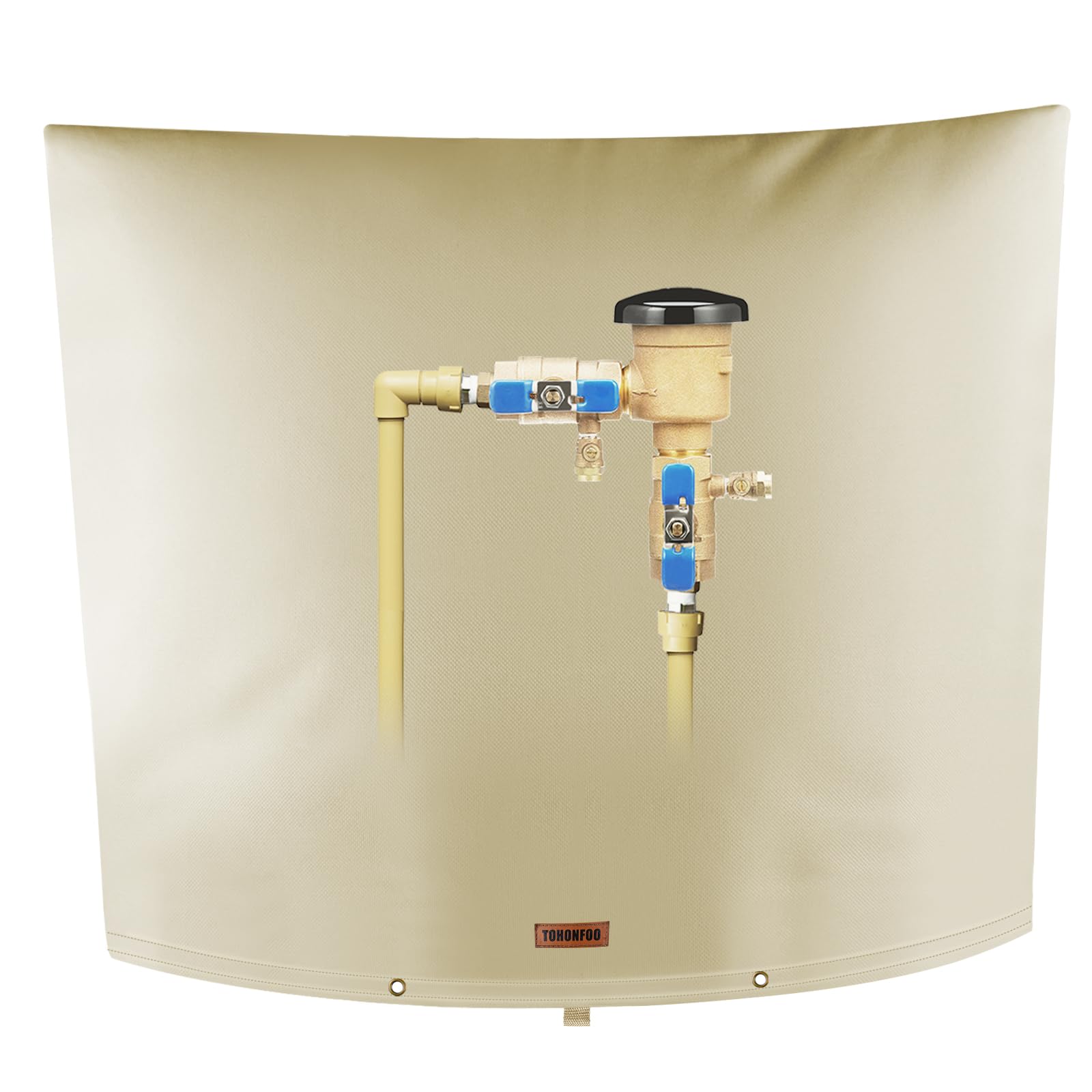 TOHONFOOBackflow Preventer Pipe Insulation Cover (5°F) - Irrigation Sprinkler Valve Insulated Pouch - Water Well Pump Cover - Sturdy 5 Layers for Winter Freeze Protection, 40"W x 36"H, Beige