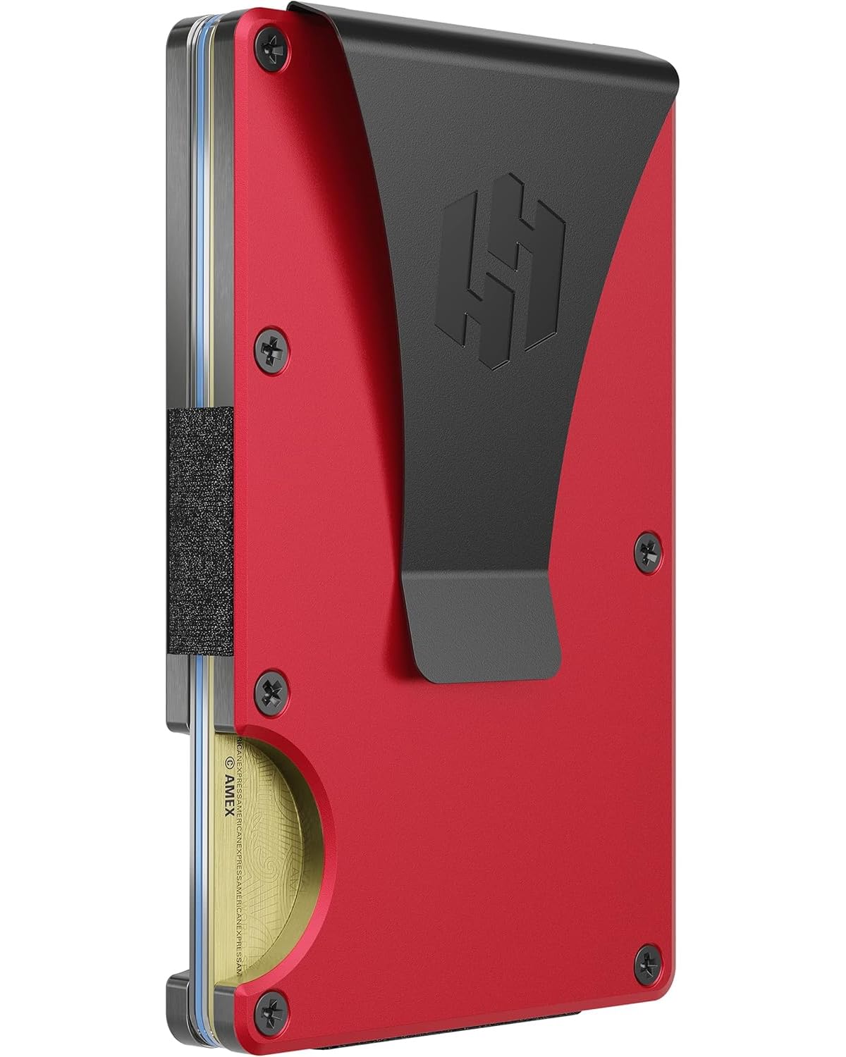 Hayvenhurst Slim Minimalist Front Pocket RFID Blocking Metal Wallets for Men with Money Clip, Crimson, S, Minimalist