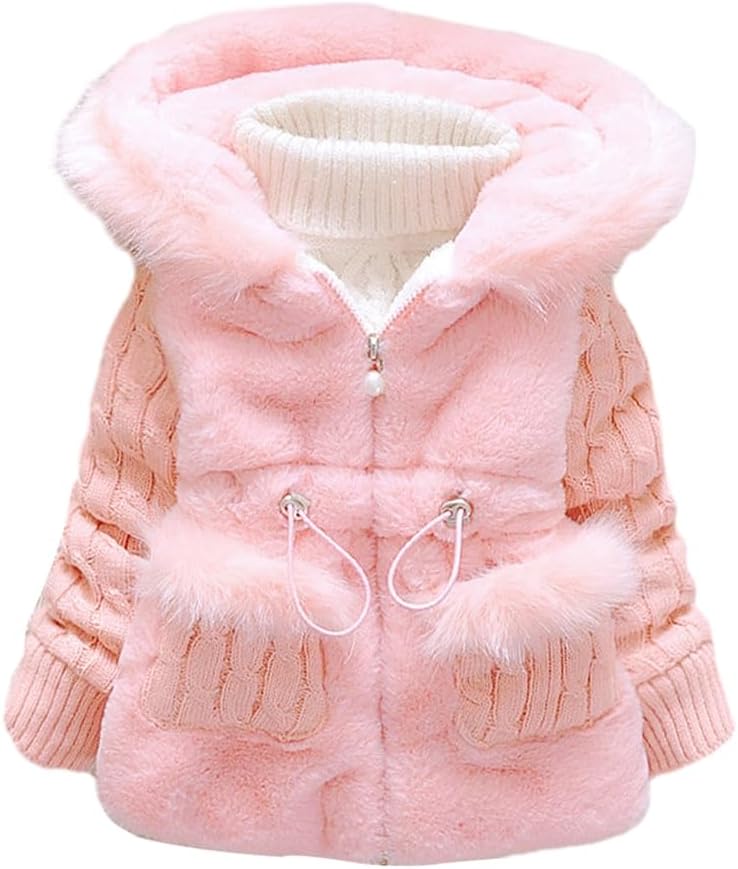 Valcatch Baby Girls Fleece Jacket Hooded Puffer Coat for Toddler Cold Weather Down Clothes Warm Snow Ski Outwear