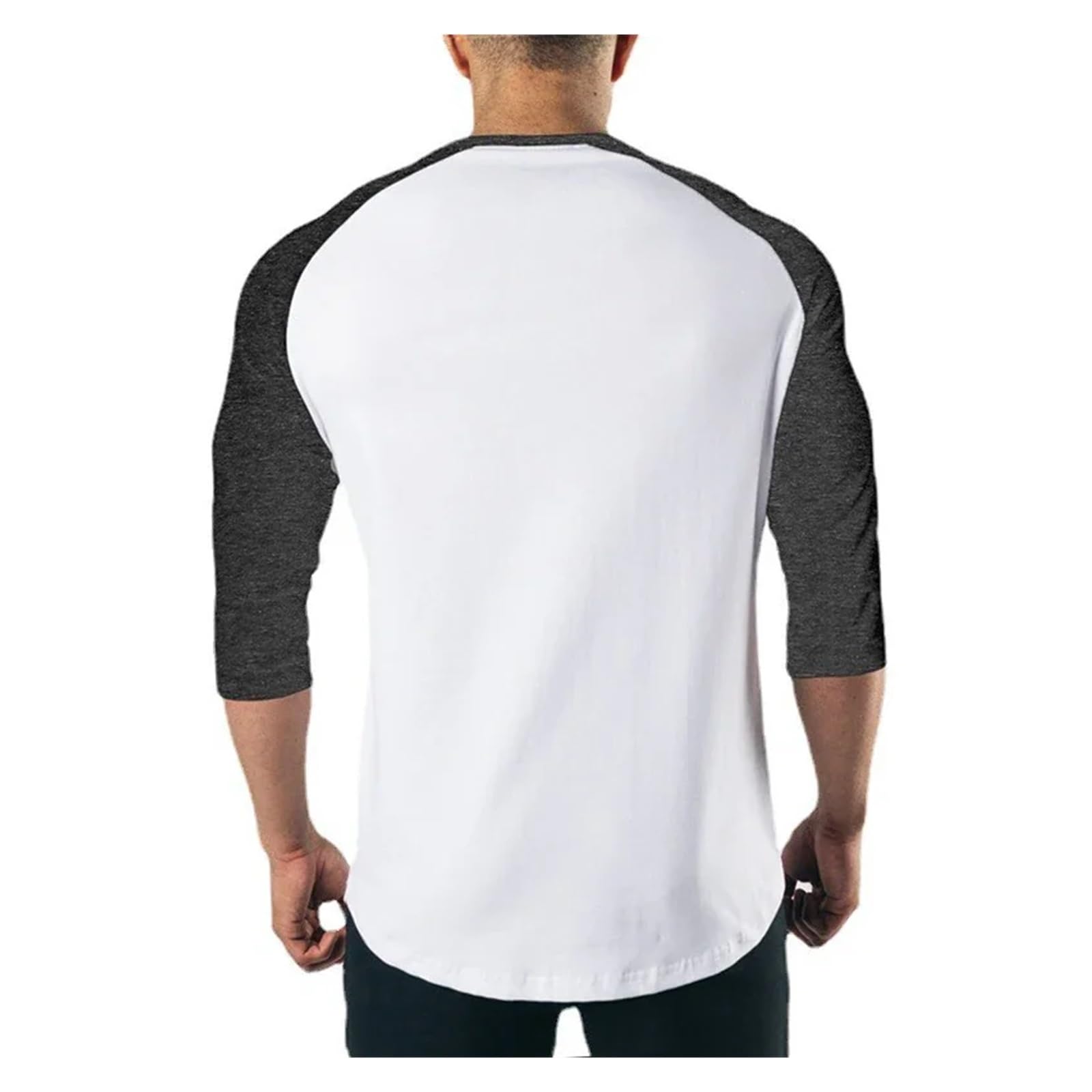 Camicia Fitness Tinta Unita con Maniche a Tre Quarti Abbigliamento da Allenamento Uomo T-Shirt in Cotone Traspirante Slim Fit Bodybuilding Palestra per Ciclismo Fitness Allenamento Sportiva