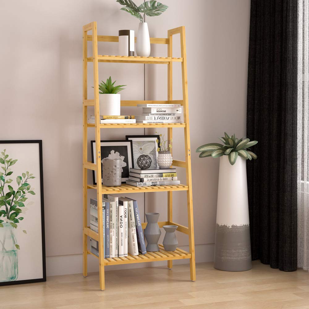 Casaria® Badregal Standregal Bambus 4 Böden 48x32x123cm Groß Stehend Offen 40 kg Belastbarkeit Holz Bad Badezimmer Küche Wohnzimmer Keller Regal Natur