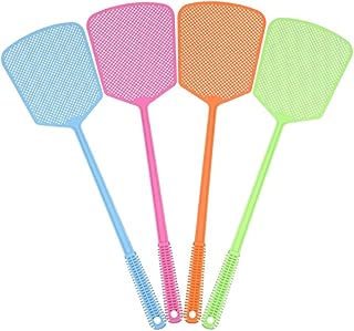 Chelory 4 Pack Fly Swatter, Strong Plastic Fly Swat Set Heavy Duty with Long Flexible Handle Assorted Colors Multi Pack Manual Fly Swatters