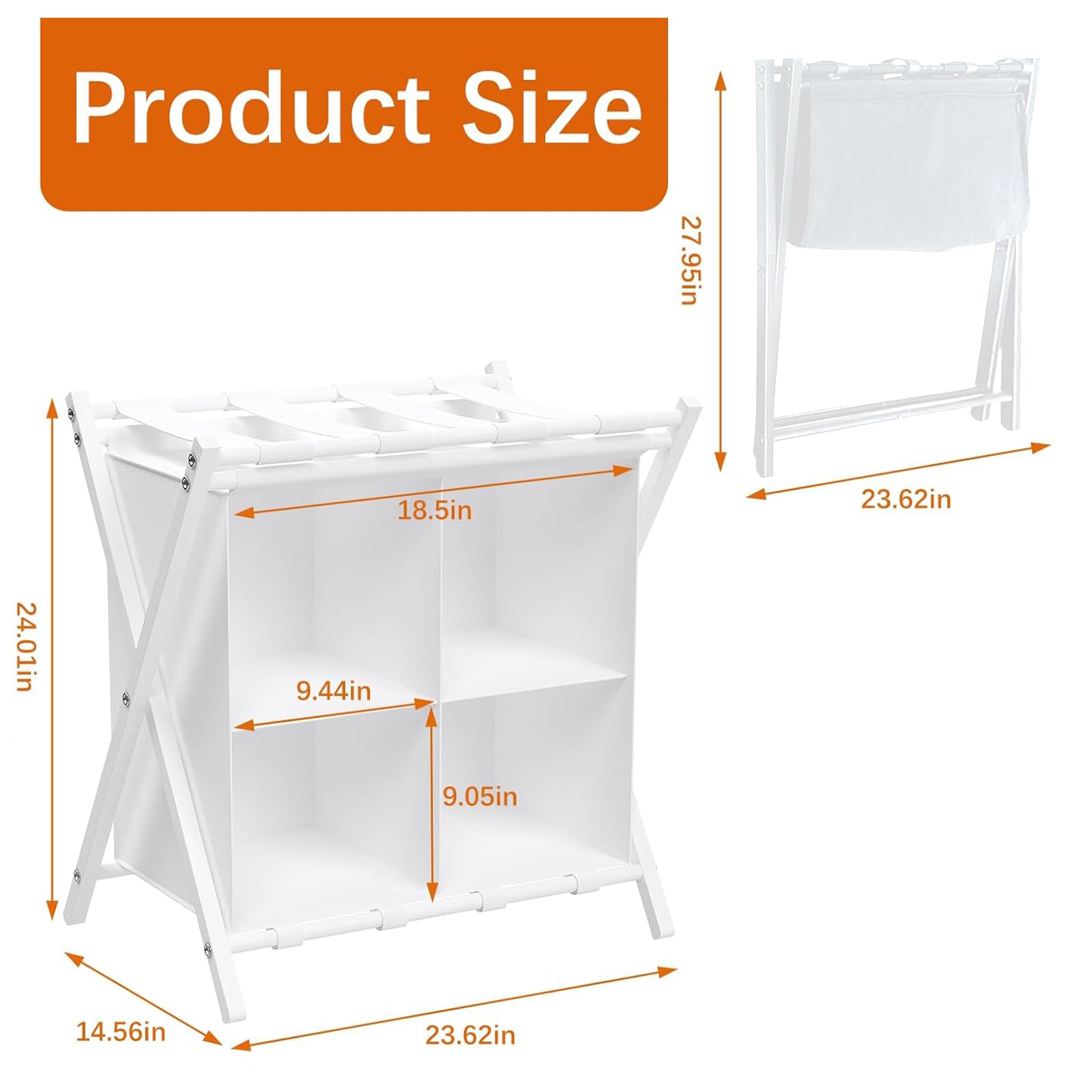 Huhote Portaequipajes para habitación de invitados, juego de 2, soporte plegable para maleta con estante de almacenamiento de tela, soporte de equipaje, soporte plegable de acero para habitación de