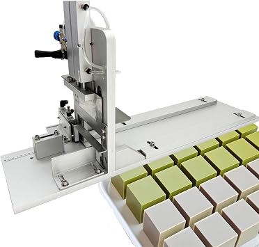 Pneumatic Soap Cutter Machine Commercial Stainless Steel Slicing Machine 60 pcs/min for Handmade Soap Blocks for 0.6-1.7 Thickness,3.9x3.1 Max Size for Workshops & Labs