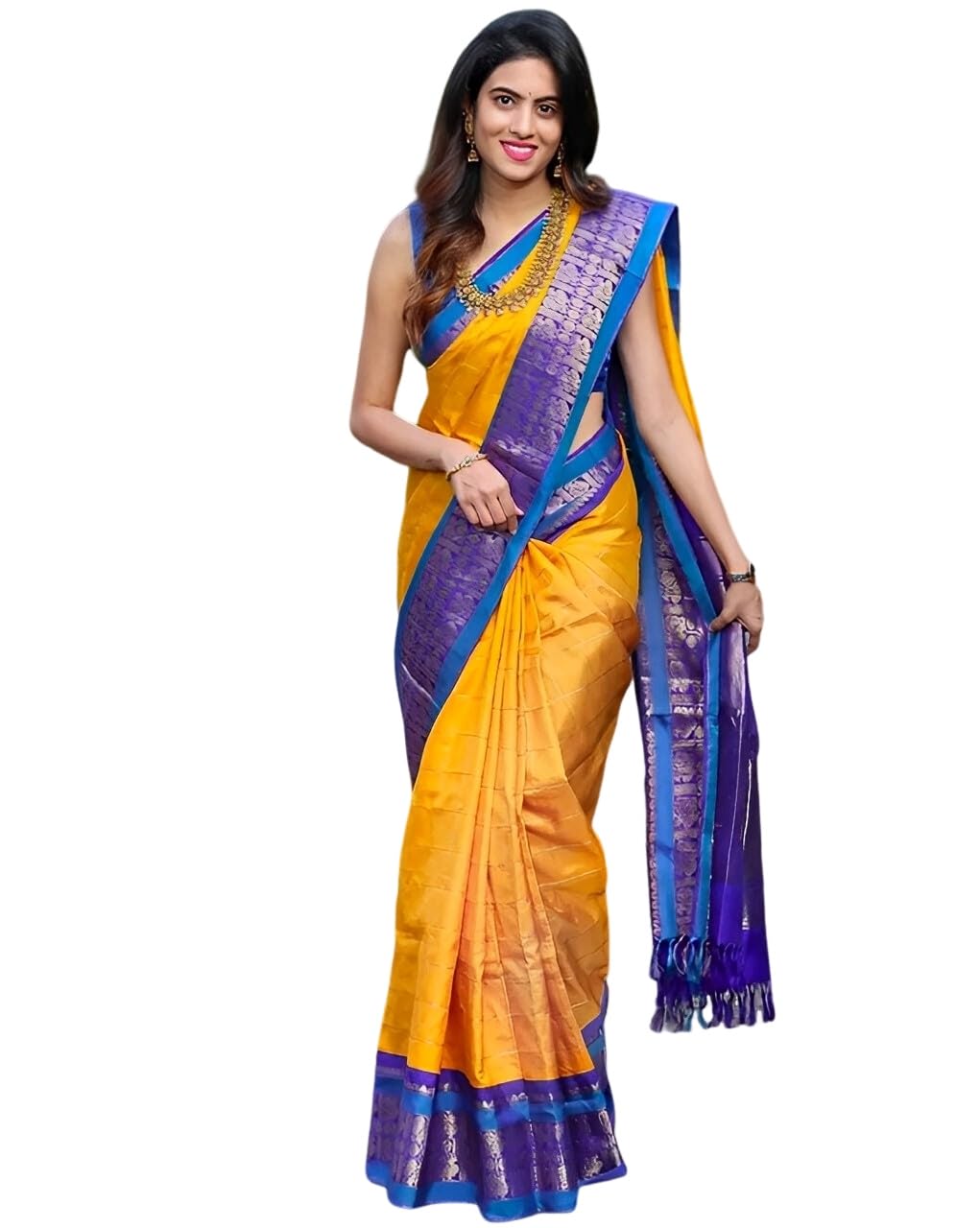 VintroJacquard Silk Printed Saree for Women with Unstitched Blouse | Traditional Indian Ethnic Wear