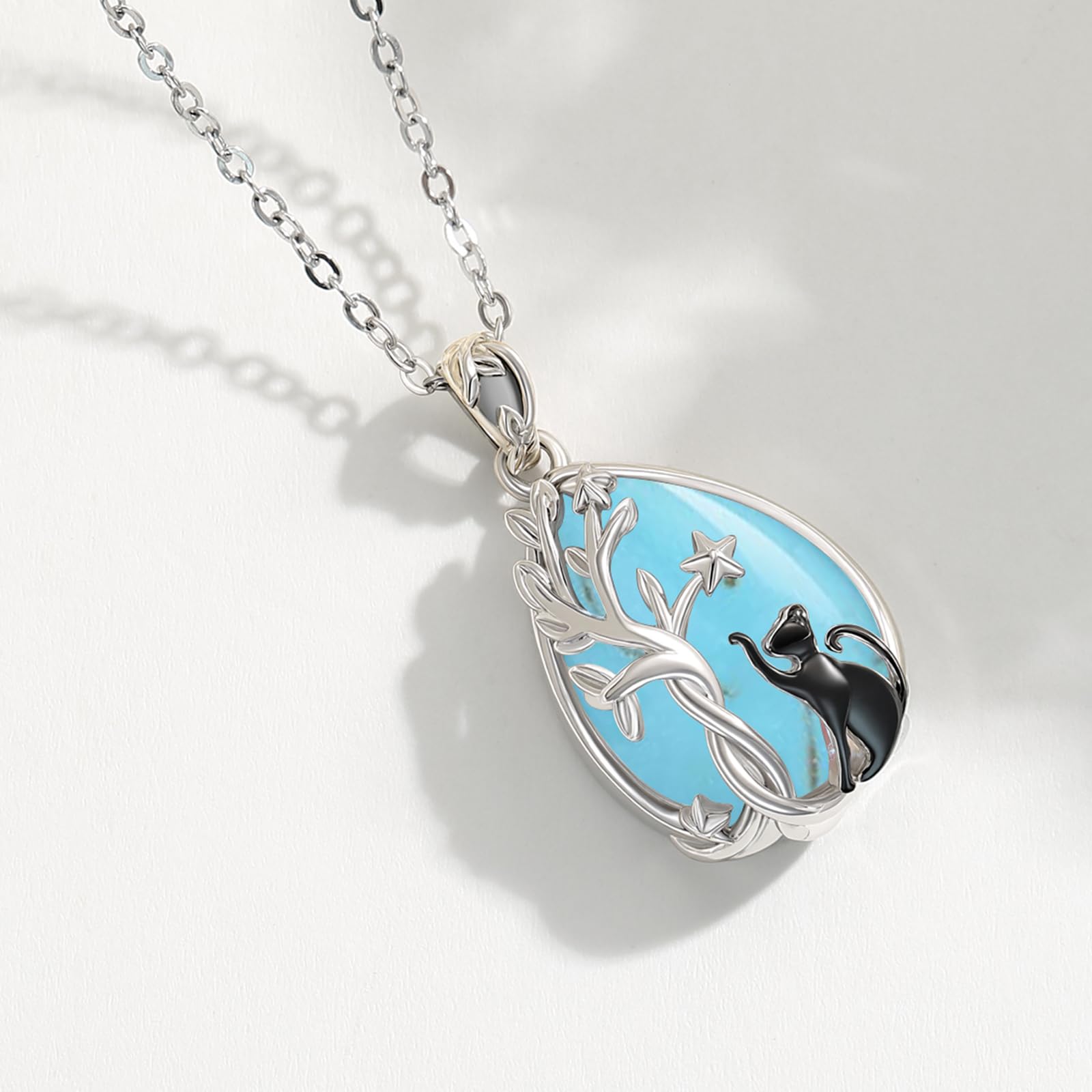 Collana con ciondolo a forma di albero della vita, in argento Sterling 925, con ciondolo a forma di albero della vita, per gli amanti dei gatti