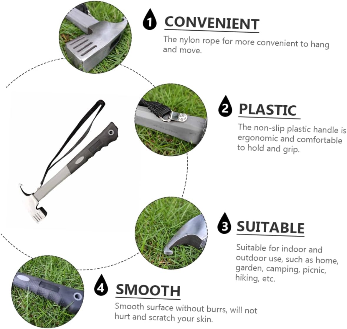 1pc Portable Camping Hammer and Tent Stake Remover Outdoor Tool for Tent Pegs Ground Nails and Camping Accessories for Hiking and Picnics