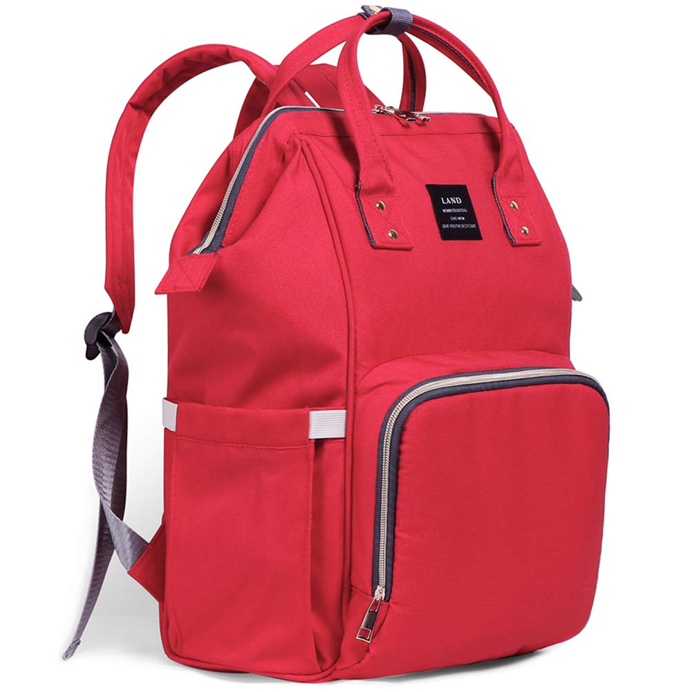 red nappy bag