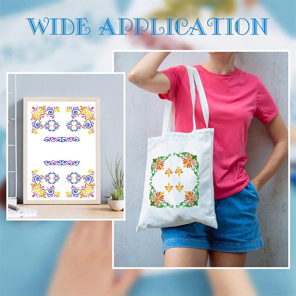 Furniture Stencils INFUNLY 15Pcs Floral Lace Painting Stencil For Wall ...