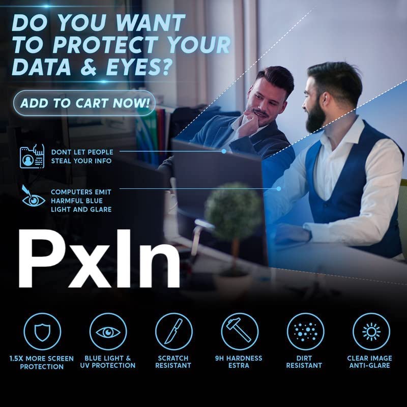 Image of PxIn 34 cm Privacy Screen Filter (16:9) NO Eye Strain | Anti Blue Light + Anti Glare | No Dry Eyes| Privacy Screen Protector