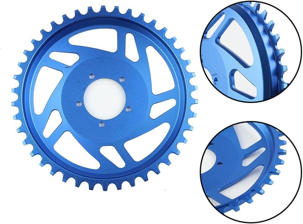 Electric Bike 42T Chainring Offset Correction Made of Aluminum Alloy, Compatible for Bafang BBS-HD Mi-d Drive Systems, Improves Chain Line for Enhanced Performance, Blue or Red(Blue)