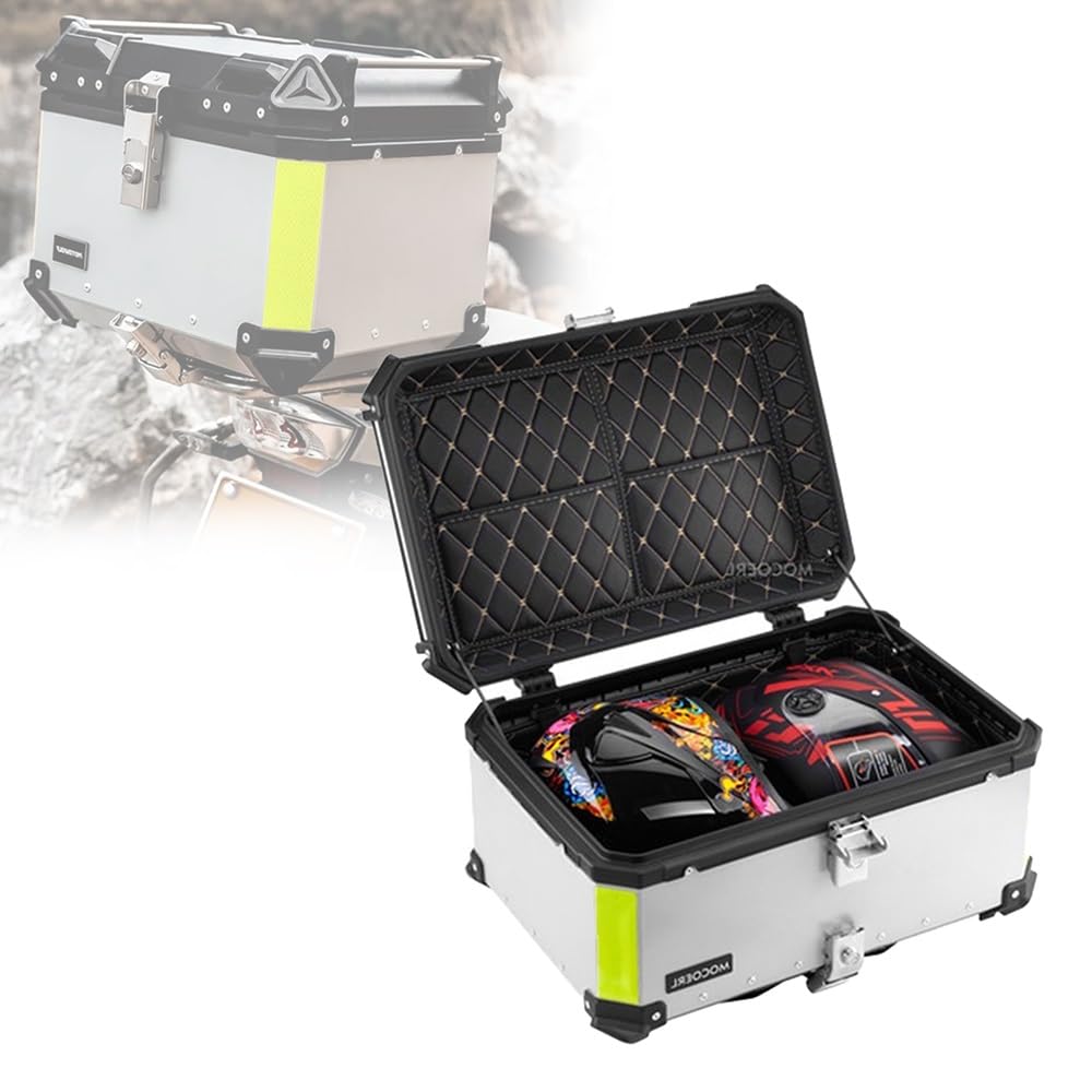 Top case de moto en aluminium de 28L à 100L avec plaque de montage