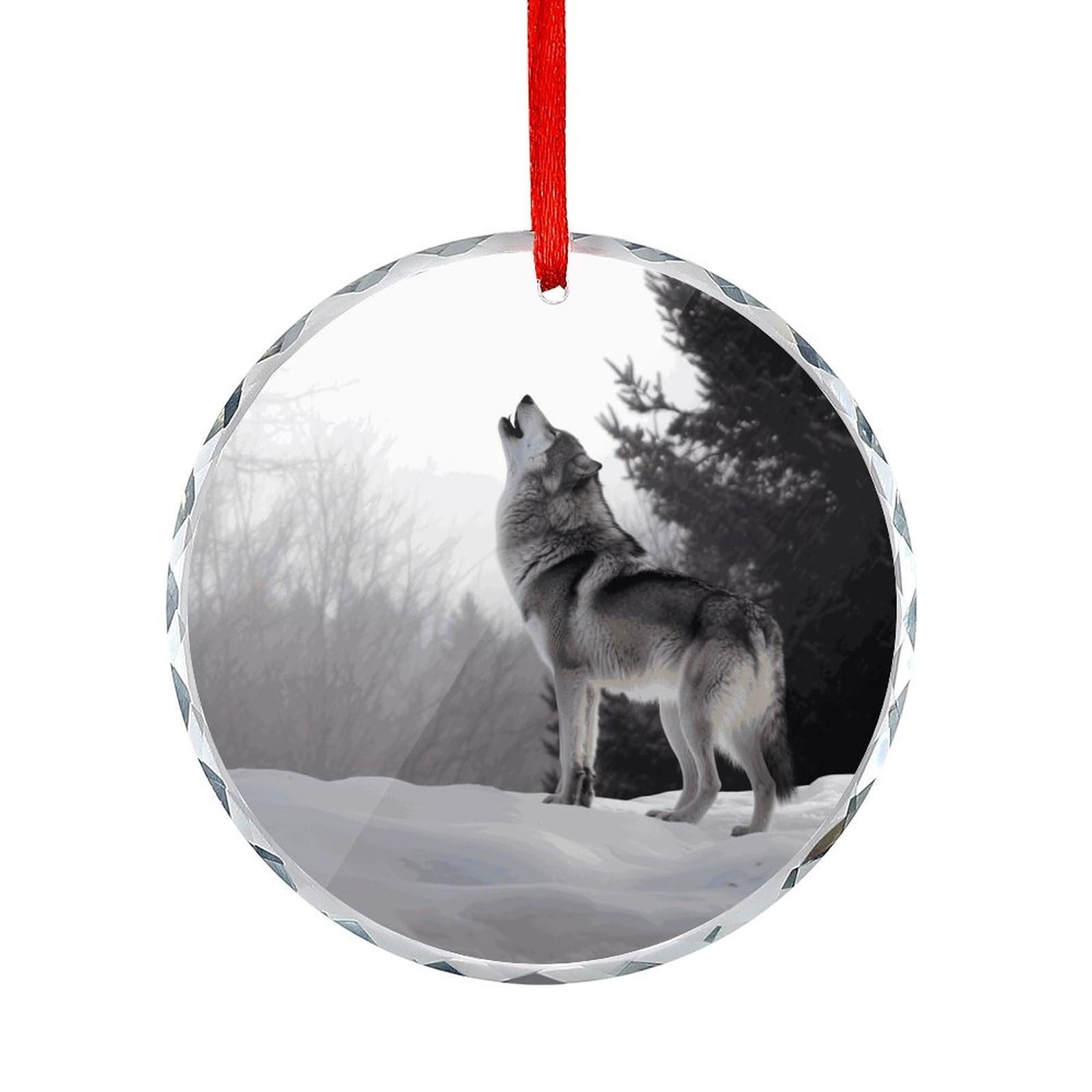 Btcowzrv Style Howling Wolf Round Ornament Hanging Pendant Decor