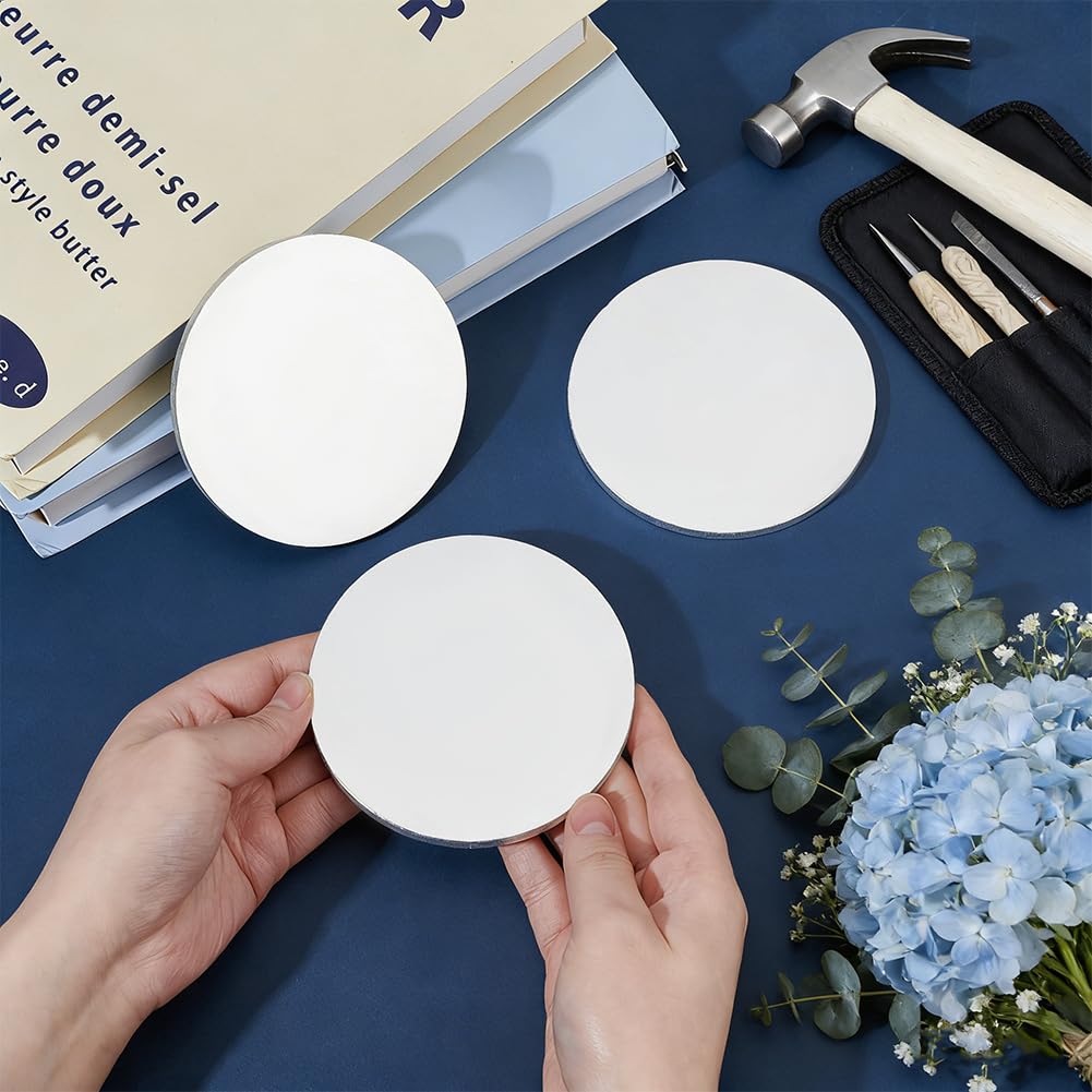 OLYCRAFT 3Pcs 4 Inch Aluminum Discs 5mm Thick Round 1060 Aluminum Sheets Circle Plates Metal Discs Tags Craft Metal Circles Round Stamping Blanks for Laser Cutting DIY Projects