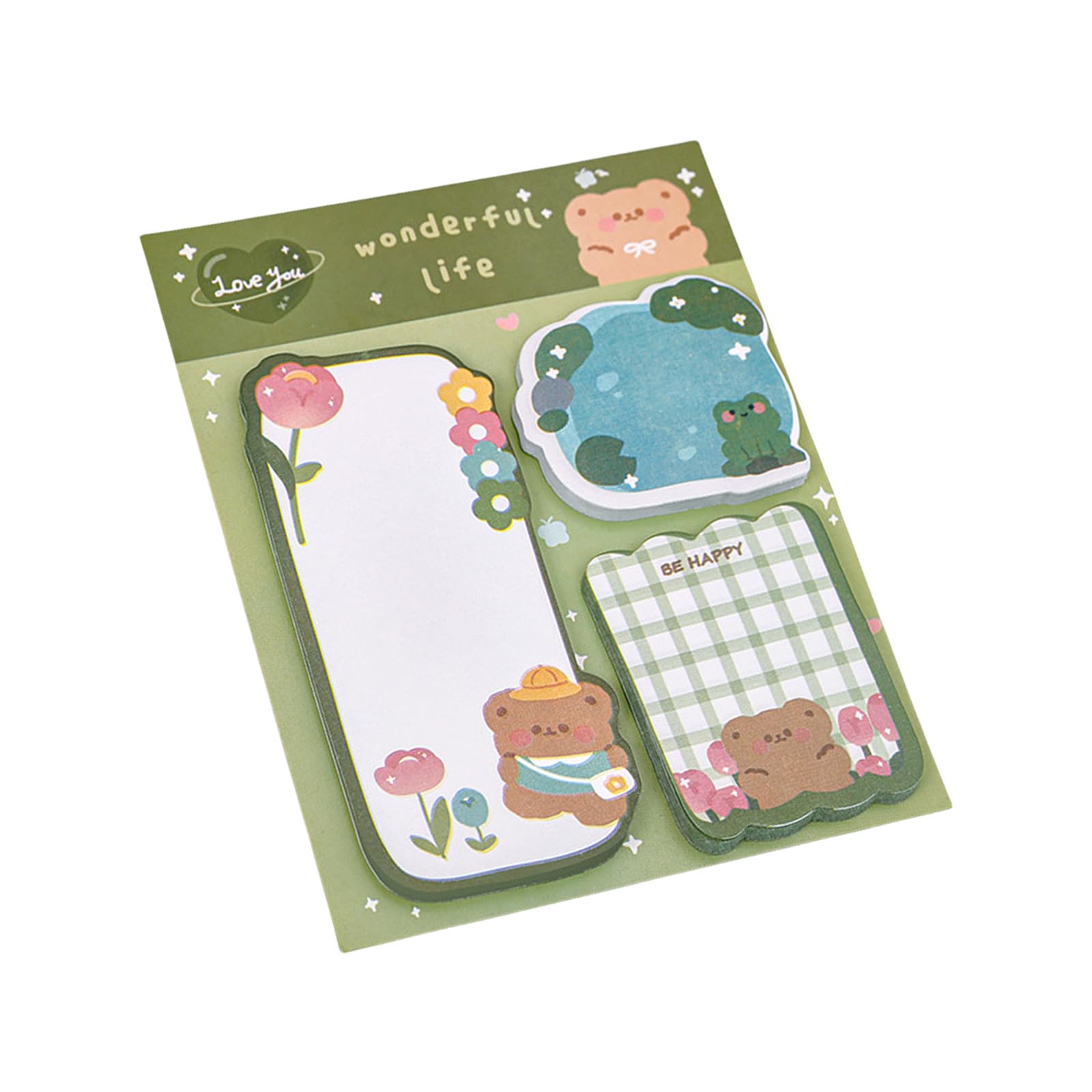 Jazuaiao 60Sheets Sticky Notes for Writing Cartoon Animal Note Paper Cartoon Notes Memo Pad Reminder on Notebook Calender Fridges Student Planner Adhesive