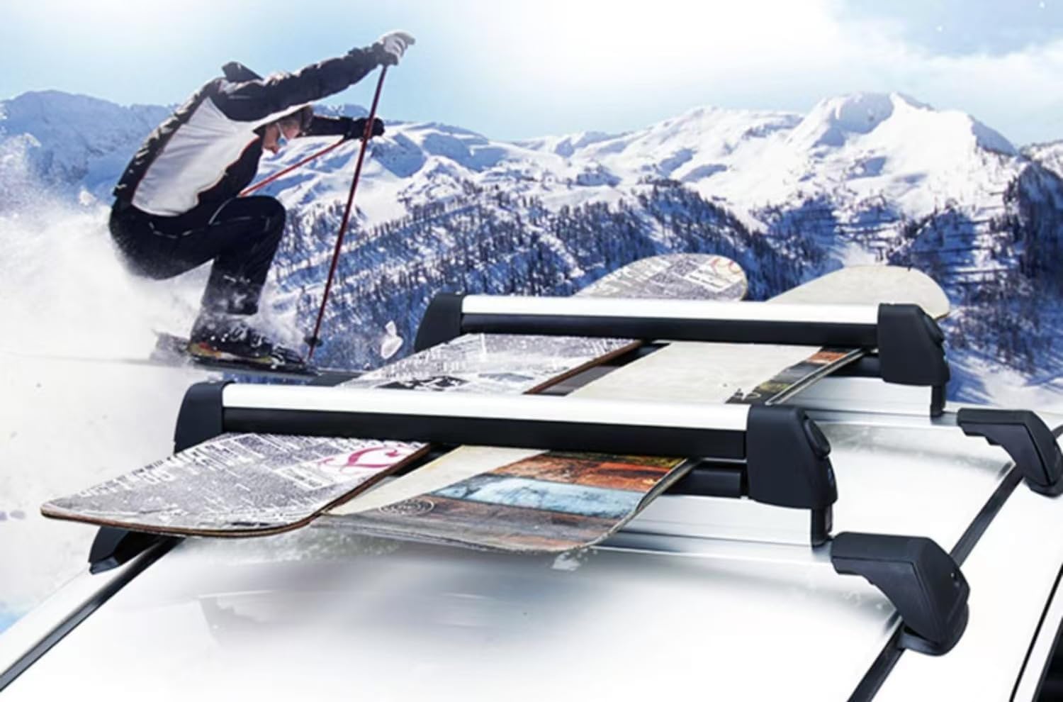 2 PCS High-end Car Roof Snowboard Rack for Peugeot 208 2026, Winter Automotive Ski Rack, 2025 New Vehicle Roof Ski Holder