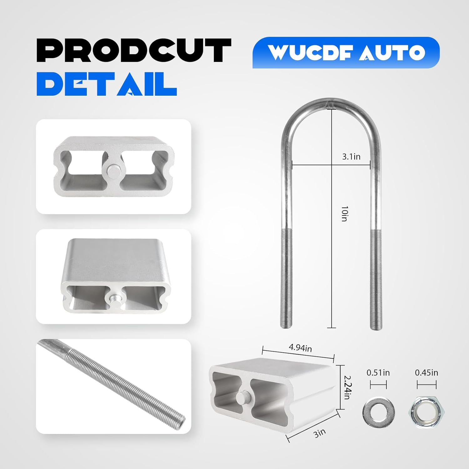 4 Inch Universal Leaf Spring Lowering Block Kit for Toyota Pickup 1984-1995, 5" Length x 2-1/3" Width Blocks,Premium Steel Construction for Long-Lasting Finish