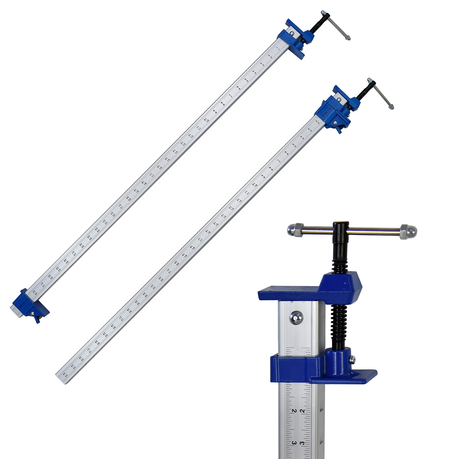 FEIRONG 36 Inch Bar Clamps (2 Pack) - 330LB Capacity, Dual-Scale Ruler (Inch &amp; CM) &amp; 90° Angled Jaws for Woodworking, Cabinet Installation, DIY Projects (Blue)