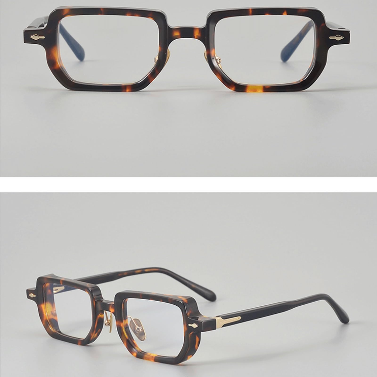 Acetat-Brillenfassungen, quadratische Brillen for den Computer | Vollrand-Brille ohne Sehstärke, AC-Linse, Lesebrille, bequeme Passform, Unisex(Grey)