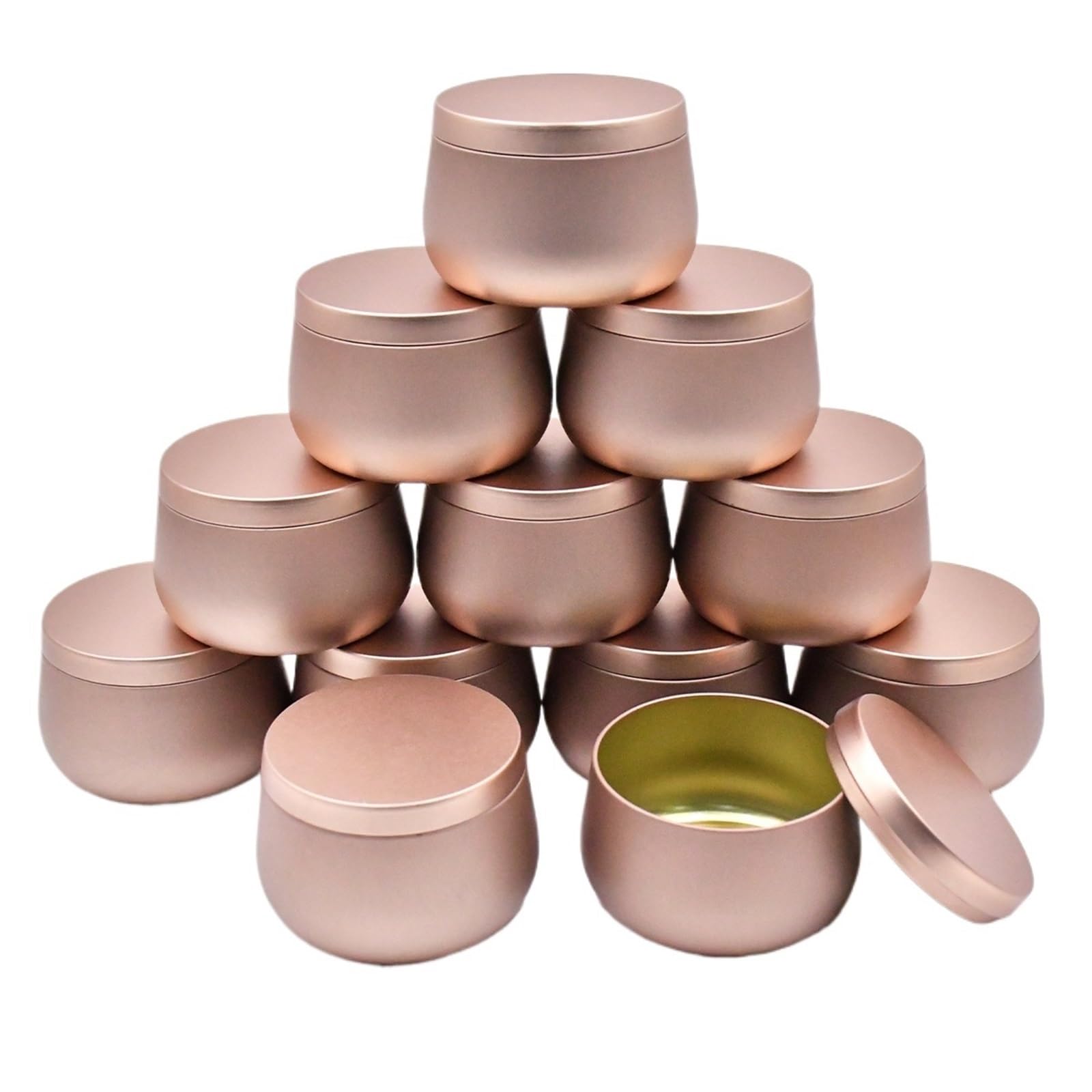 Candle Jars, Multi Purpose Aluminum Candle Jars with Lids Multicolor 24pcs(Rose Gold)