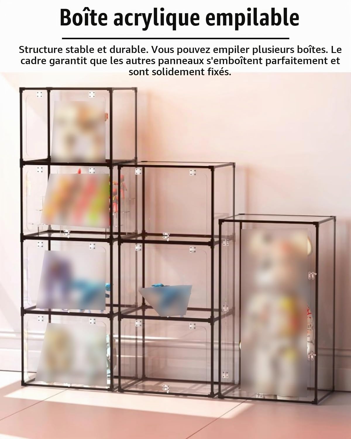 Vibeo Vitrine Acrylique Vitrine en Acrylique Transparent avec Porte, Hauteur 25, 30, 40, 50 ou 60 cm, Boîte de Rangement en Acrylique pour Poupées et Figurines(40x20x50cm/16x8x20in)