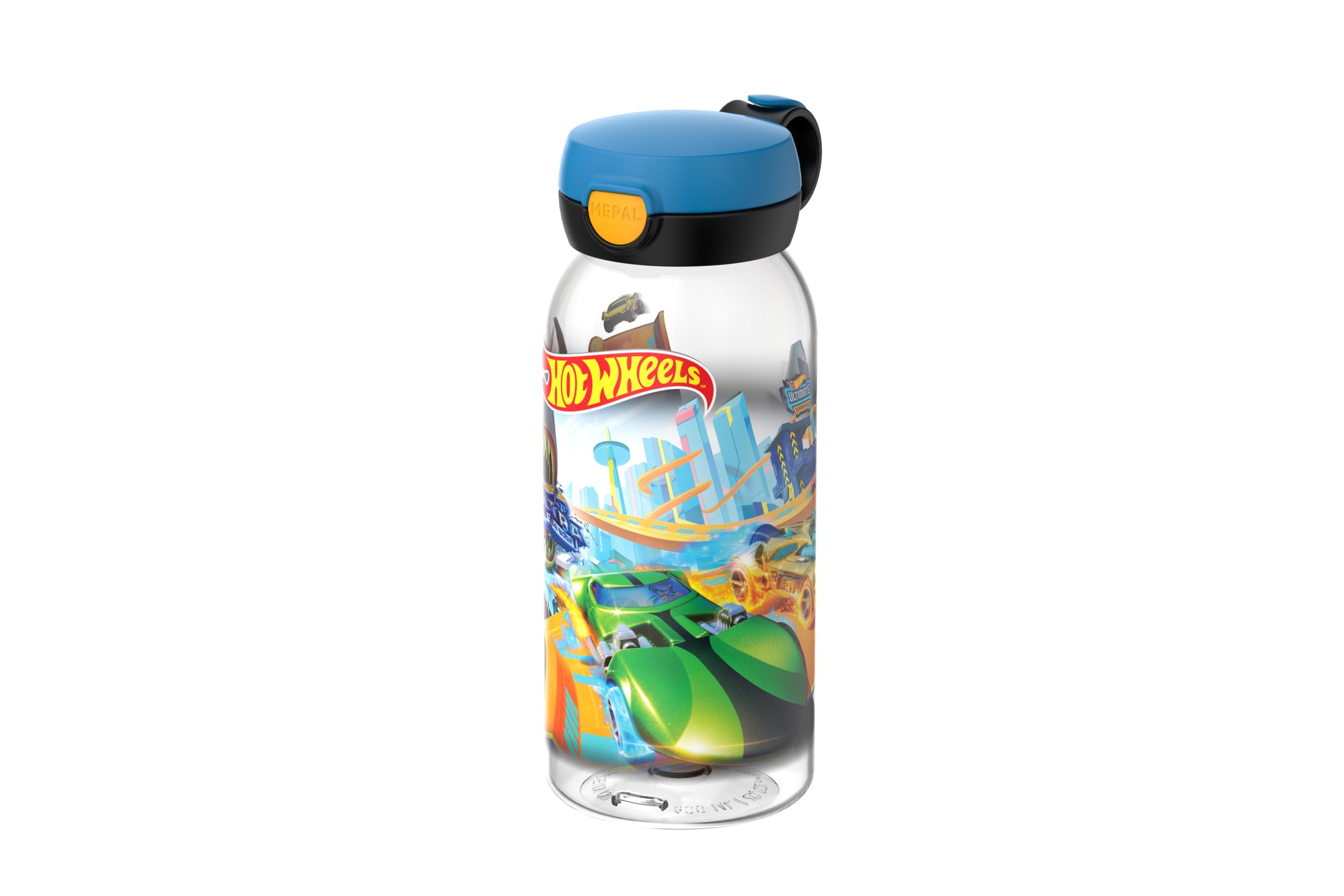 Mepal - Water bottle with hinged lid Campus - Lid pops open at the touch of a button - Drinking bottle suitable for children - Leak-proof and dishwasher safe - 600 ml - Hot Wheels